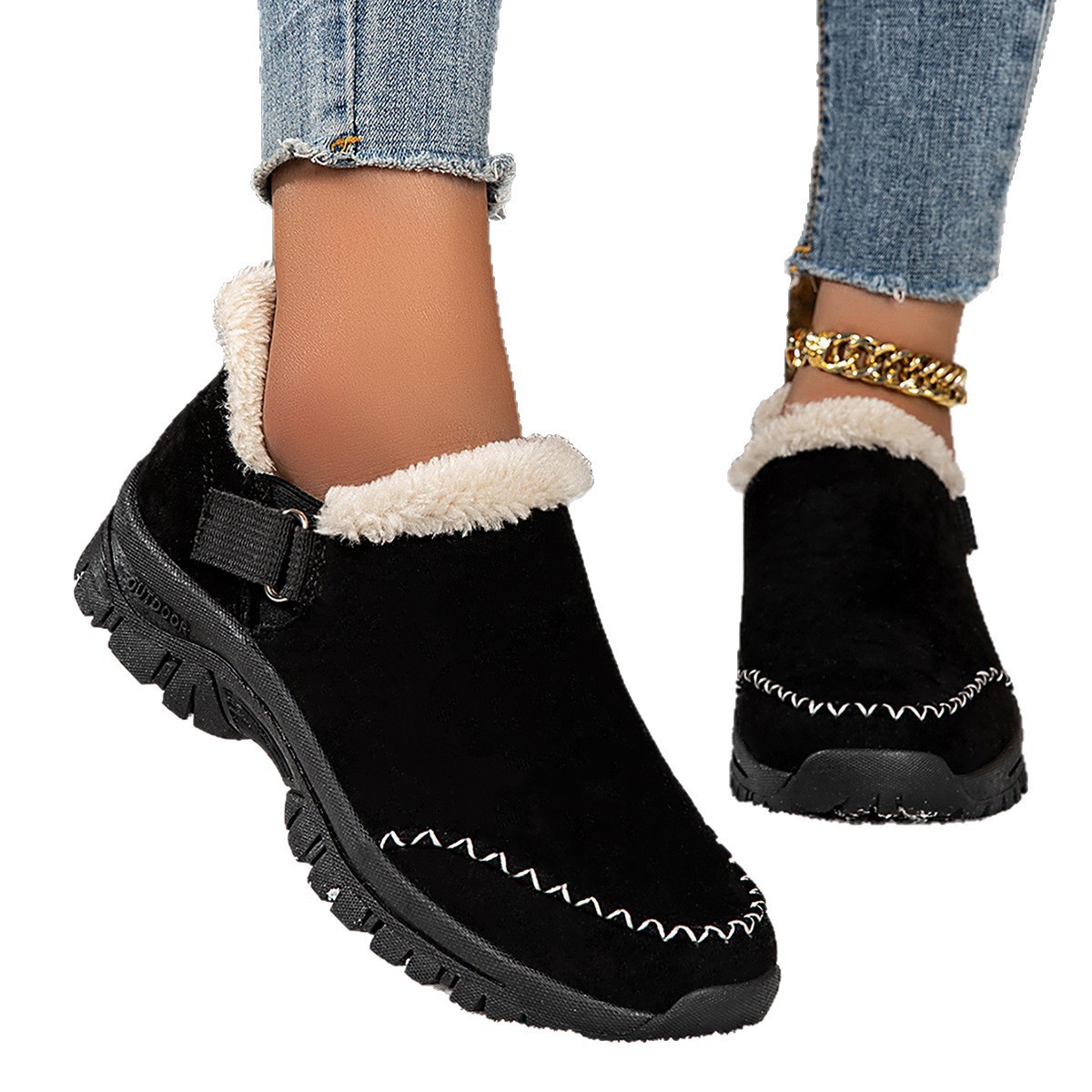 Outdoor snow boots with low cut lightweight and plush cotton tow image 5