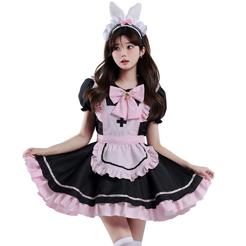 Pink Black Maid Lolita Costume for Women detail image 3