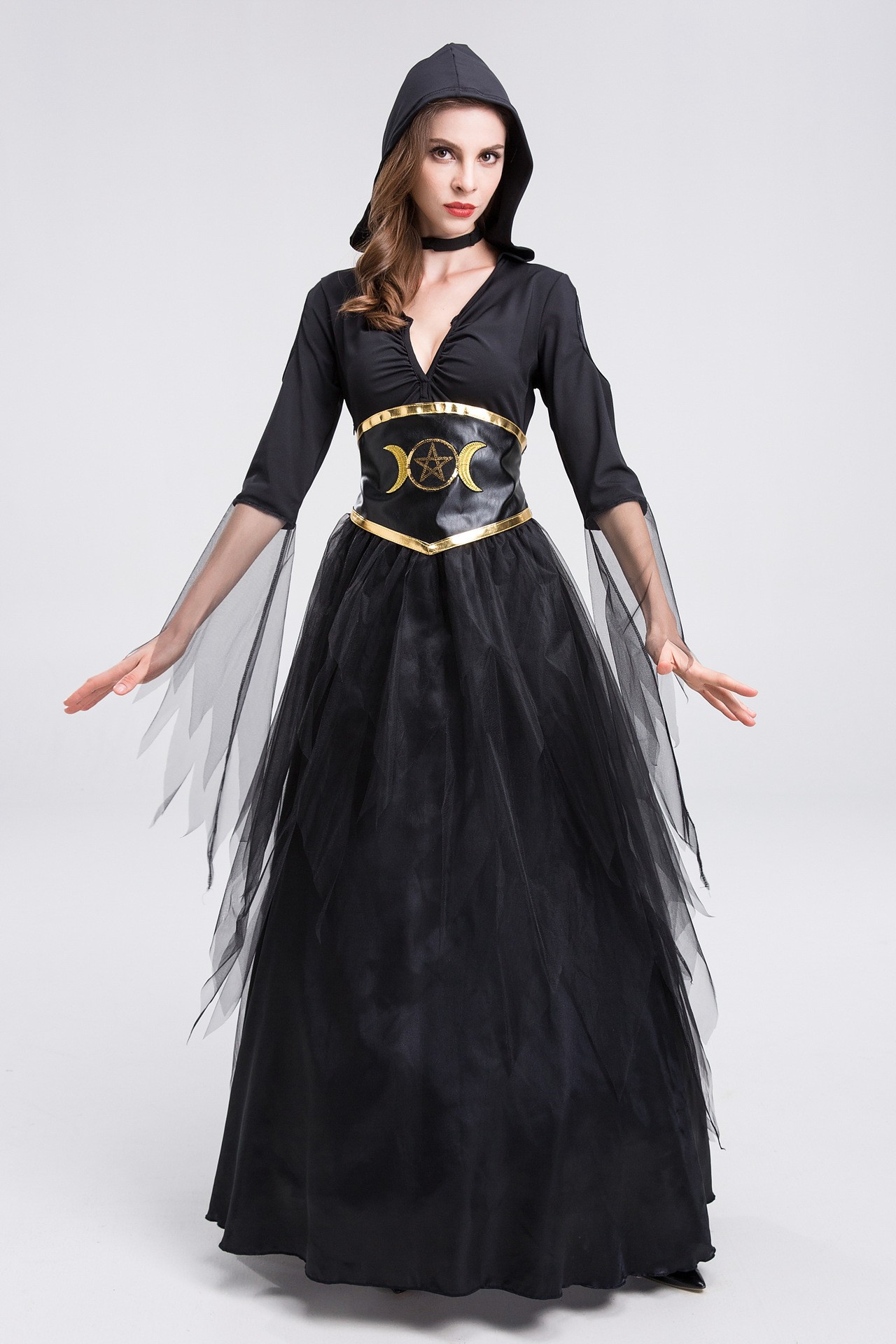 Death Goddess Vampire Witch Costume for Girls detail image 1