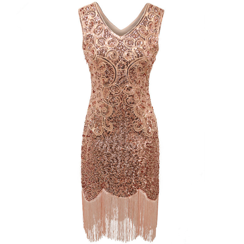 1920s Flapper Gatsby Sequin Fringe Dress for Women detail image 3