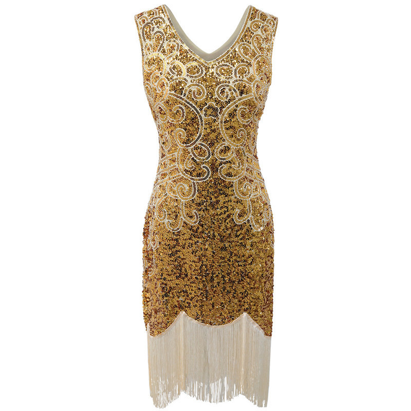 1920s Flapper Gatsby Sequin Fringe Dress for Women detail image 2