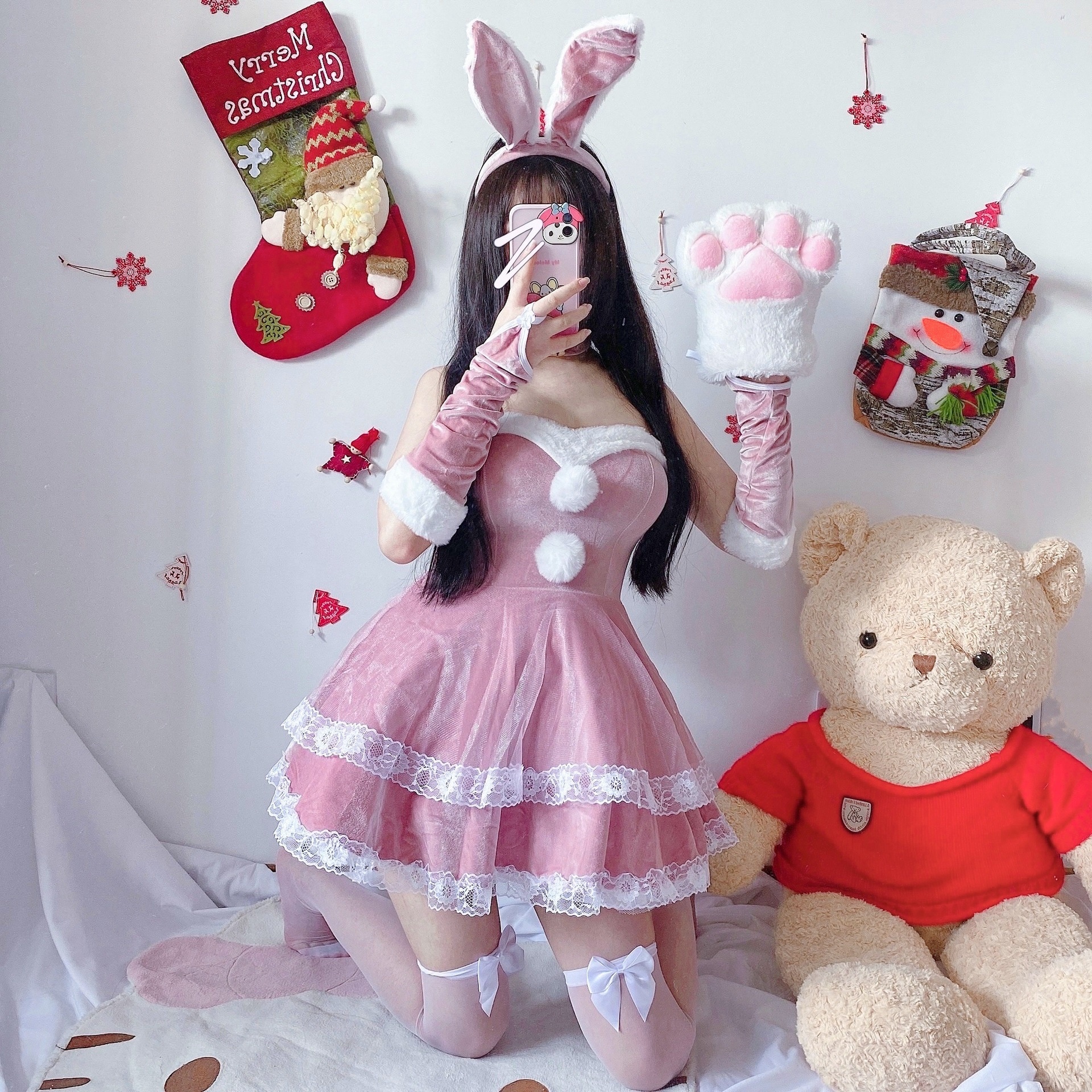 Christmas Bunny Maid Costume for Women detail image 7