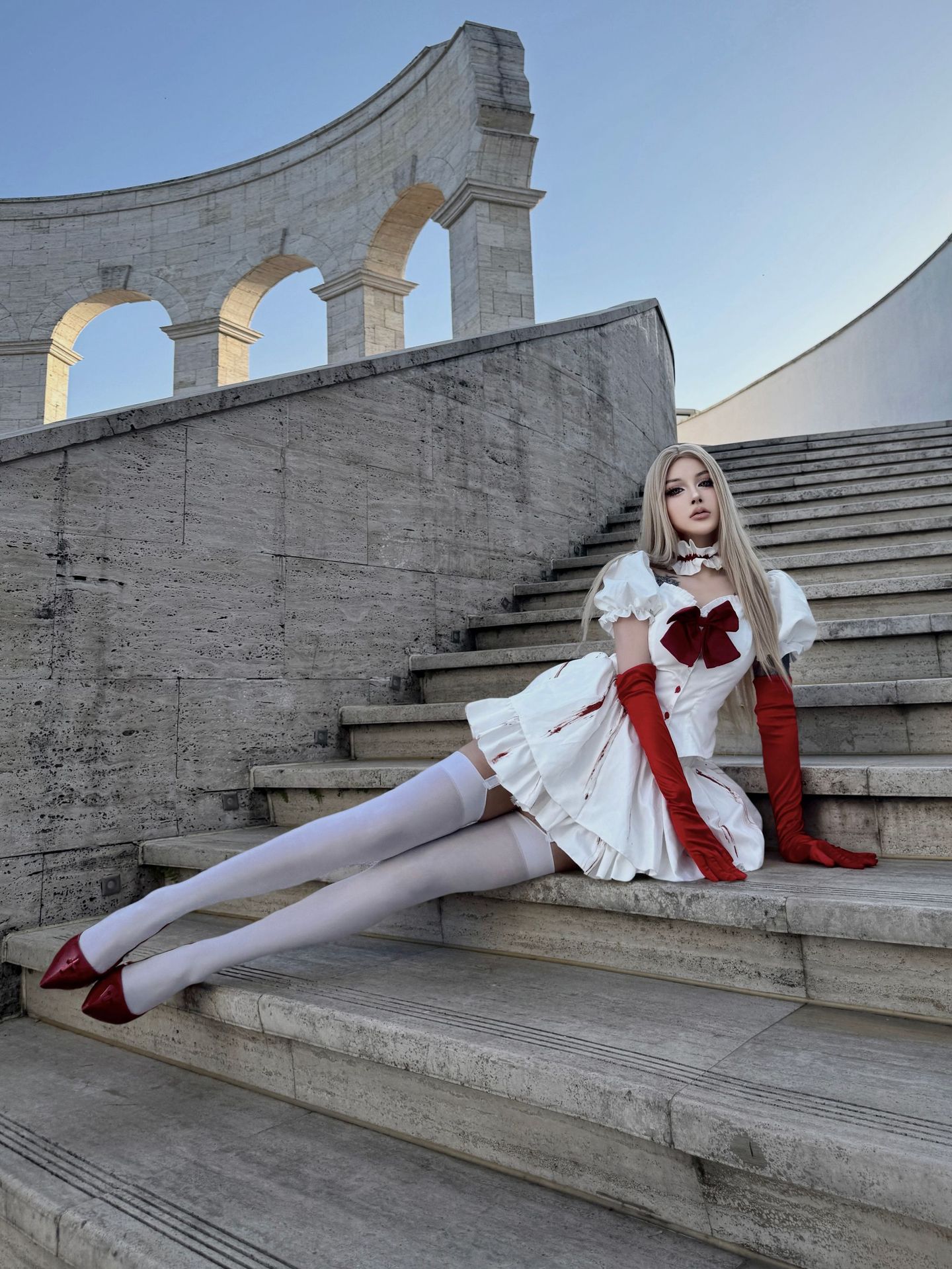 Bloody Doll Gothic Lolita Maid Costume for Women detail image 8