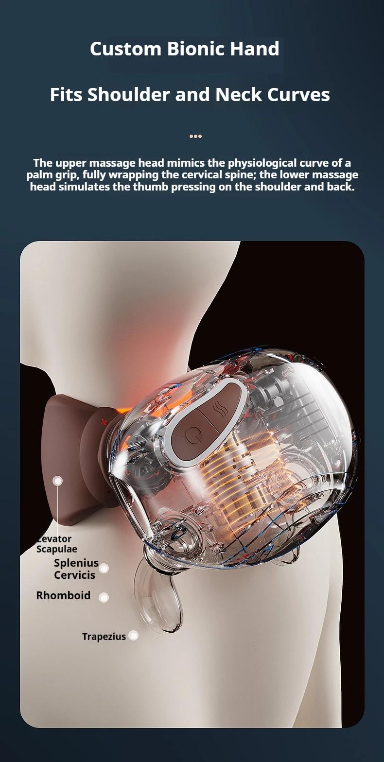 2025新型指压背部和颈部按摩器深层组织揉捏背部按摩器带热量