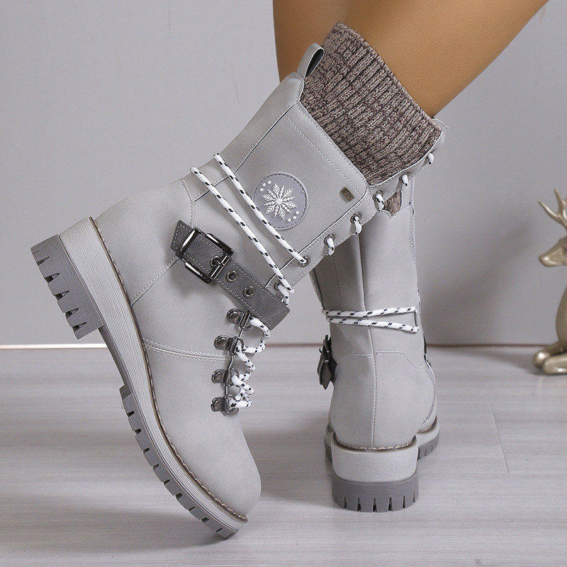 Snow boots fur integrated women's shoes thick and warm cotton shoes high top snow boots image 11