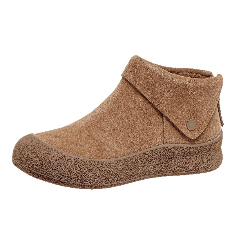 Boken shoes women's soft soled warm cotton shoes round toe flat bottomed short boots image 3