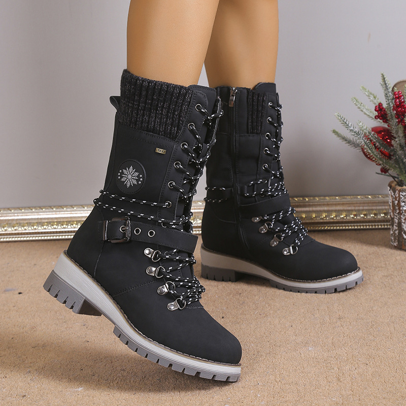Snow boots fur integrated women's shoes thick and warm cotton shoes high top snow boots image 10
