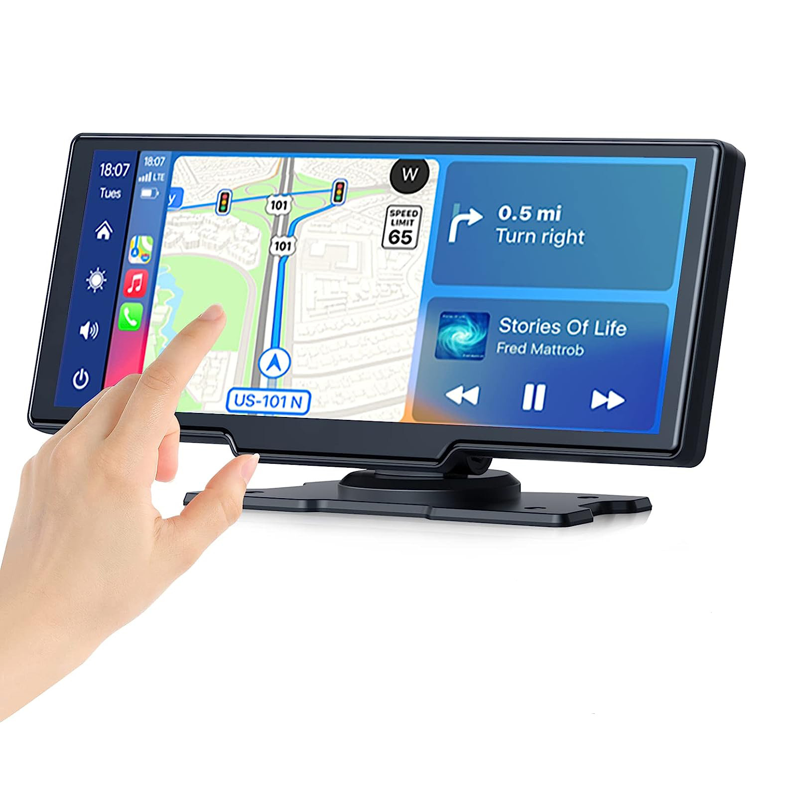 10.26-inch Portable Car Central Control Smart Screen with Wireless CarPlay, Android Auto, Bluetooth