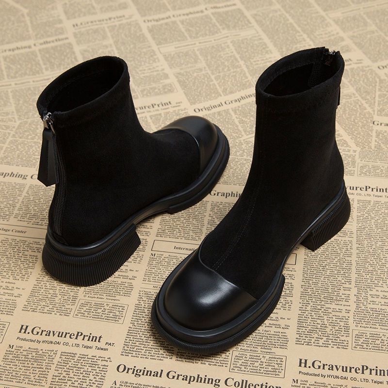 Fall/Winter Sock Boots, Martin Boots, Women's Short Fleece-lined Ankle