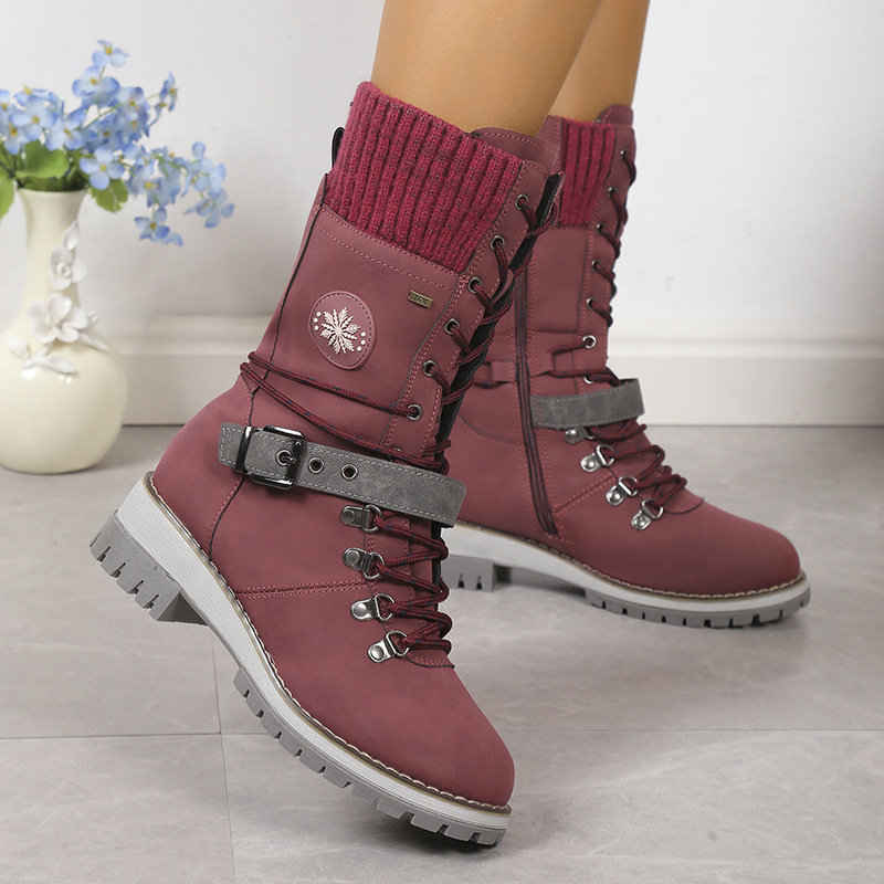 Snow boots fur integrated women's shoes thick and warm cotton shoes high top snow boots image 4