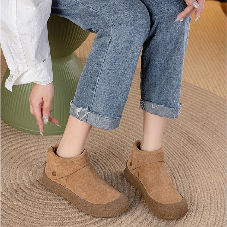 Boken shoes women's soft soled warm cotton shoes round toe flat bottomed short boots image 5