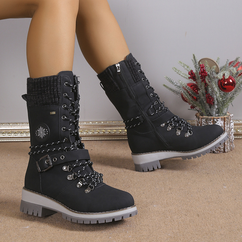 Snow boots fur integrated women's shoes thick and warm cotton shoes high top snow boots image 9