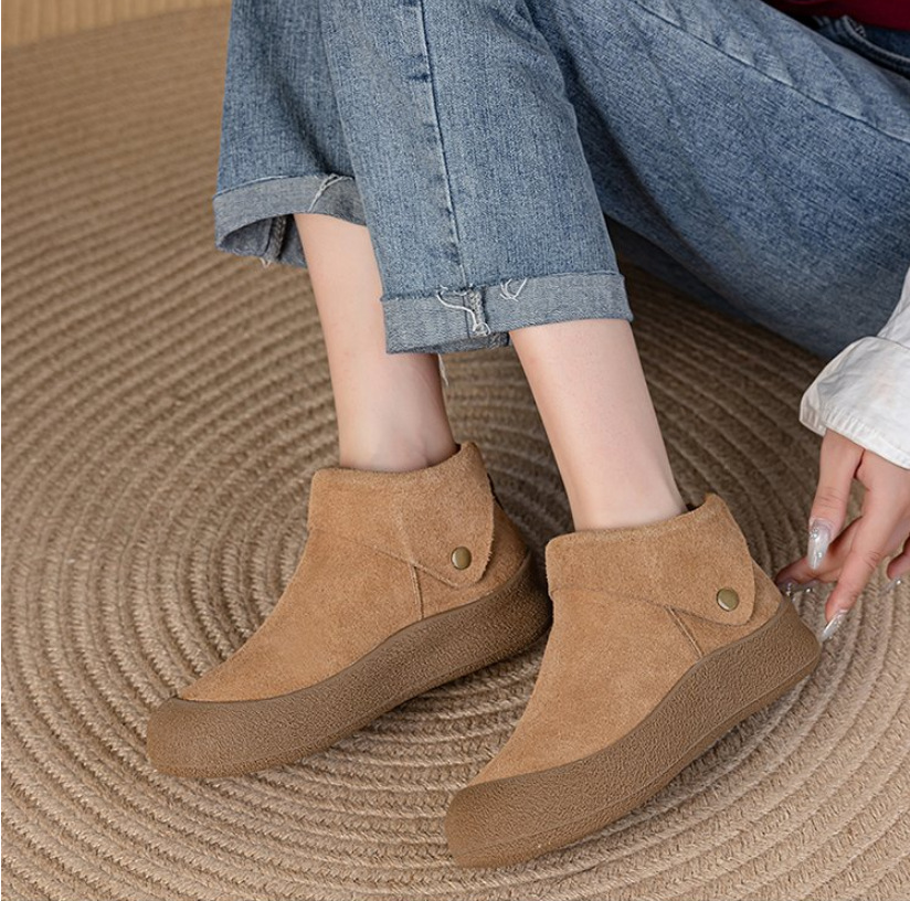 Boken shoes women's soft soled warm cotton shoes round toe flat bottomed short boots image 6