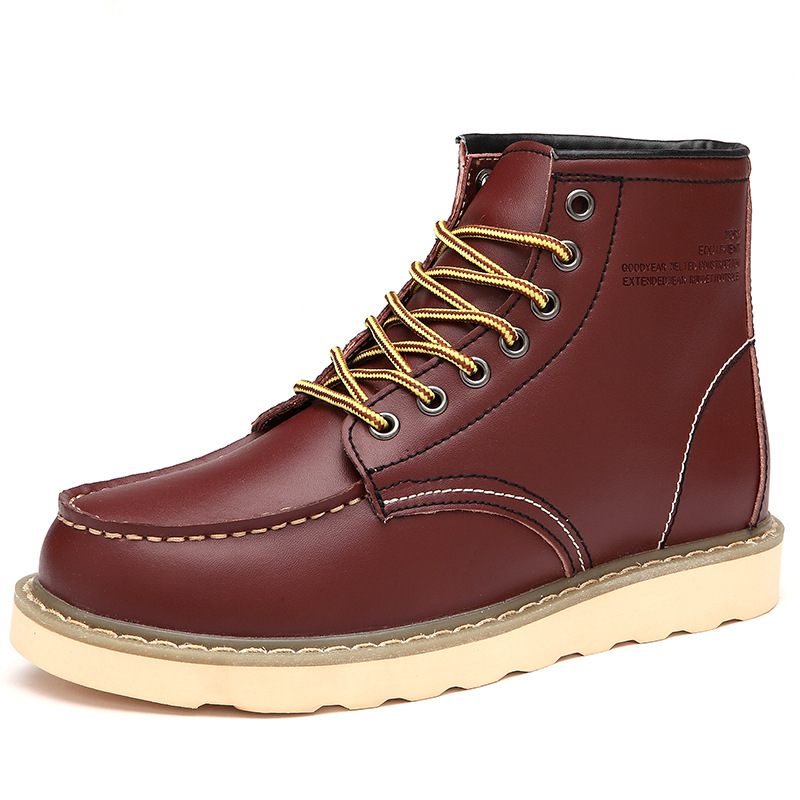 British casual high top genuine leather work boots big toe leather shoes