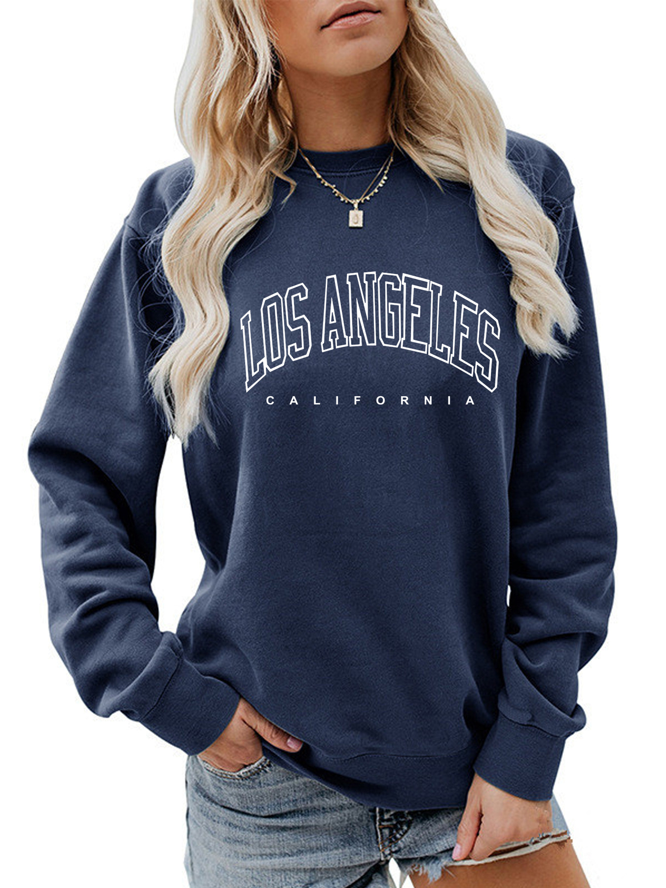 Sudadera LA en azul marino para mujer