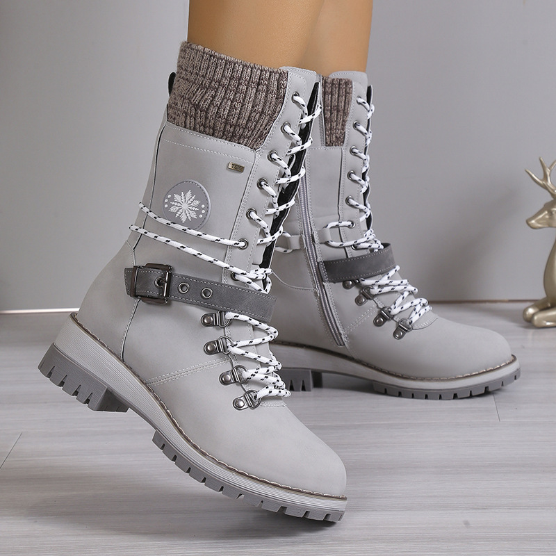 Snow boots fur integrated women's shoes thick and warm cotton shoes high top snow boots image 7