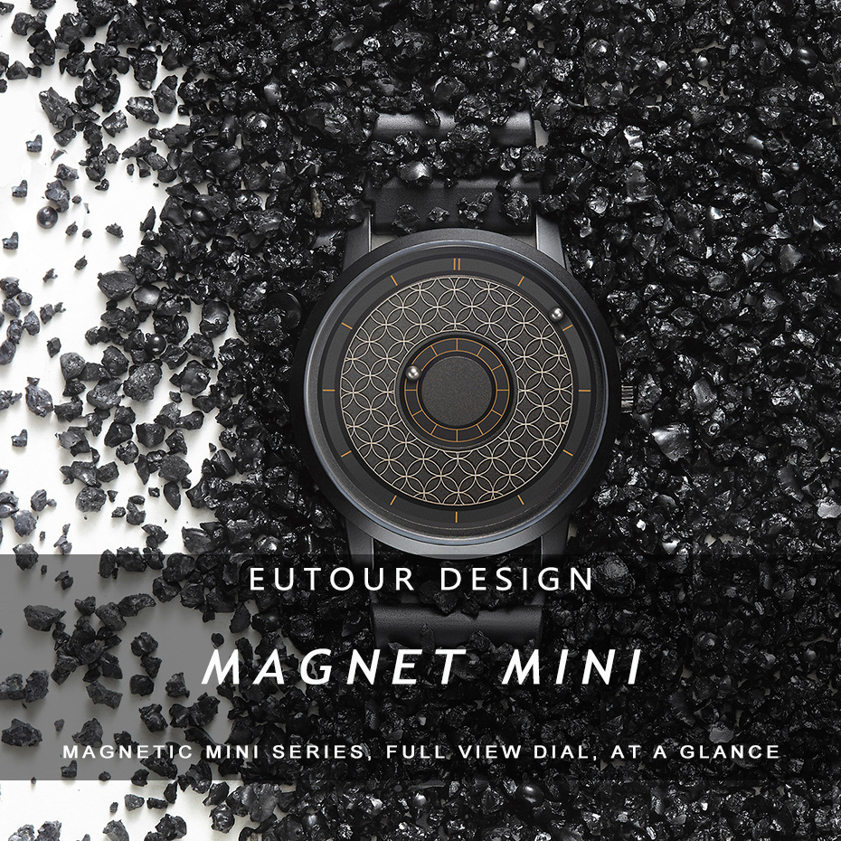 EUTOUR Men's Magnetic Quartz Watch with Original 40mm Stainless Steel Strap