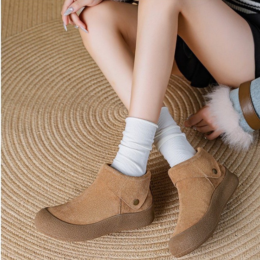 Boken shoes women's soft soled warm cotton shoes round toe flat bottomed short boots image 7