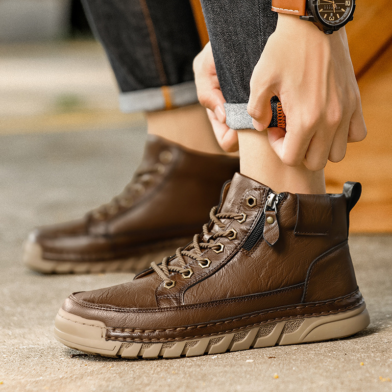 Autumn and Winter Outdoor Casual Men's Plus Size Martin Boots Fashion Trendy Versatile Thick Sole