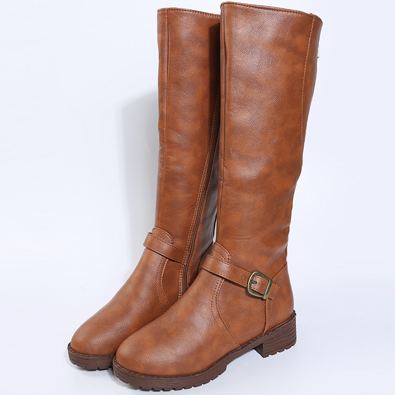 Zipper low heeled long leg boots high leg women's boots image 4