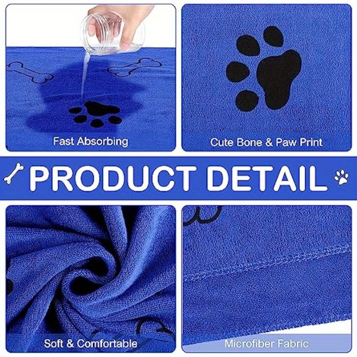 Ultra-Absorbent Microfiber Pet Bath Towel – Quick-Dry Soft Dog & Cat Drying Blanket