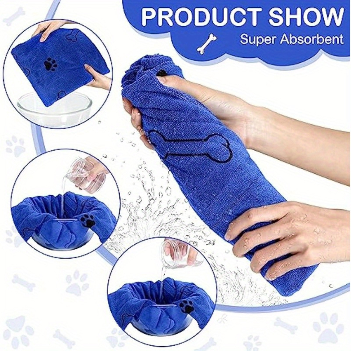 Ultra-Absorbent Microfiber Pet Bath Towel – Quick-Dry Soft Dog & Cat Drying Blanket