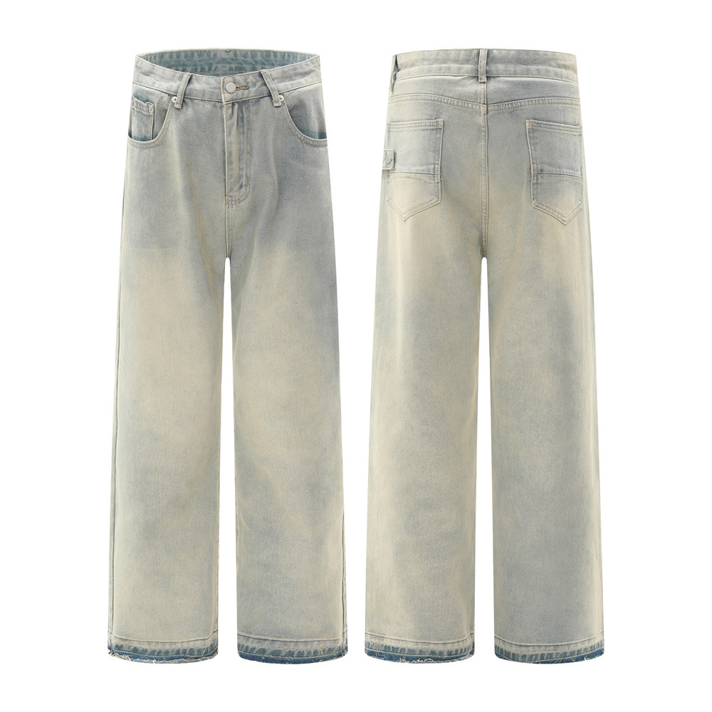 Jeans sueltos hombre color barro amarillo