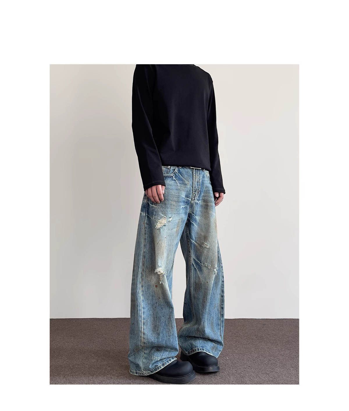 Pantalones vaqueros retro hombre azul