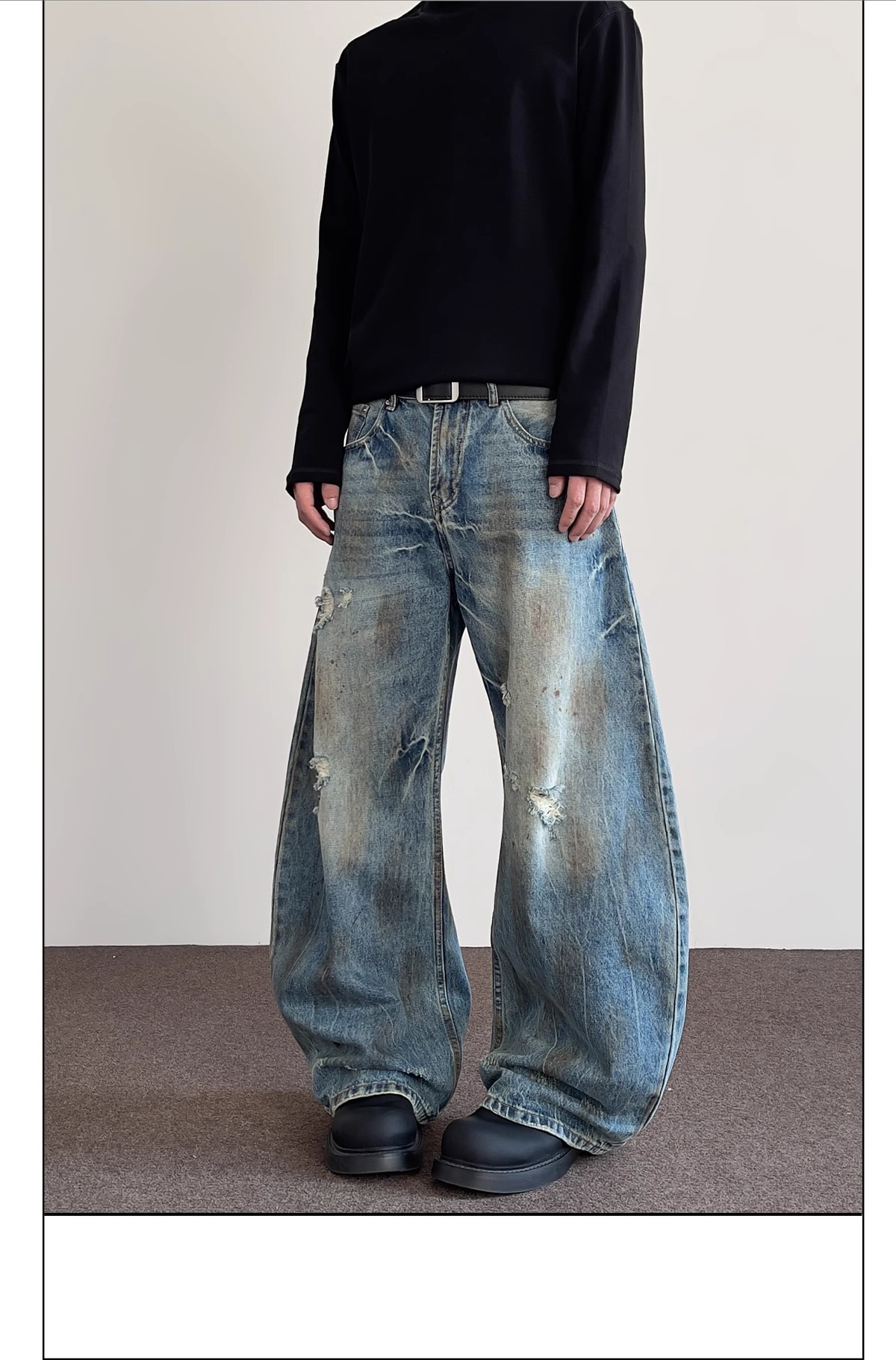 Detalles de los pantalones vaqueros retro hombre