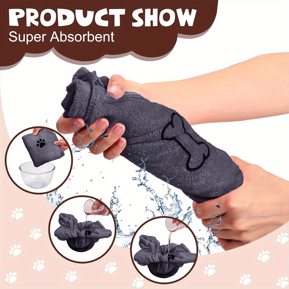 Ultra-Absorbent Microfiber Pet Bath Towel – Quick-Dry Soft Dog & Cat Drying Blanket