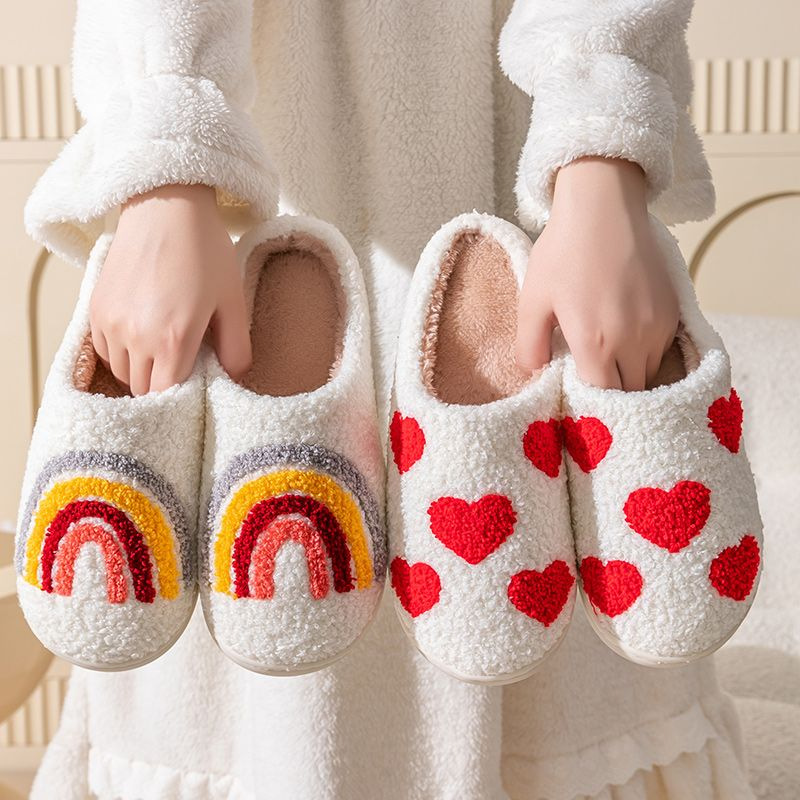 Cute Strawberry Cartoon Cotton Slippers for Couples Non-Slip Thick Sole Indoor Warm Fleece Slippers image 5
