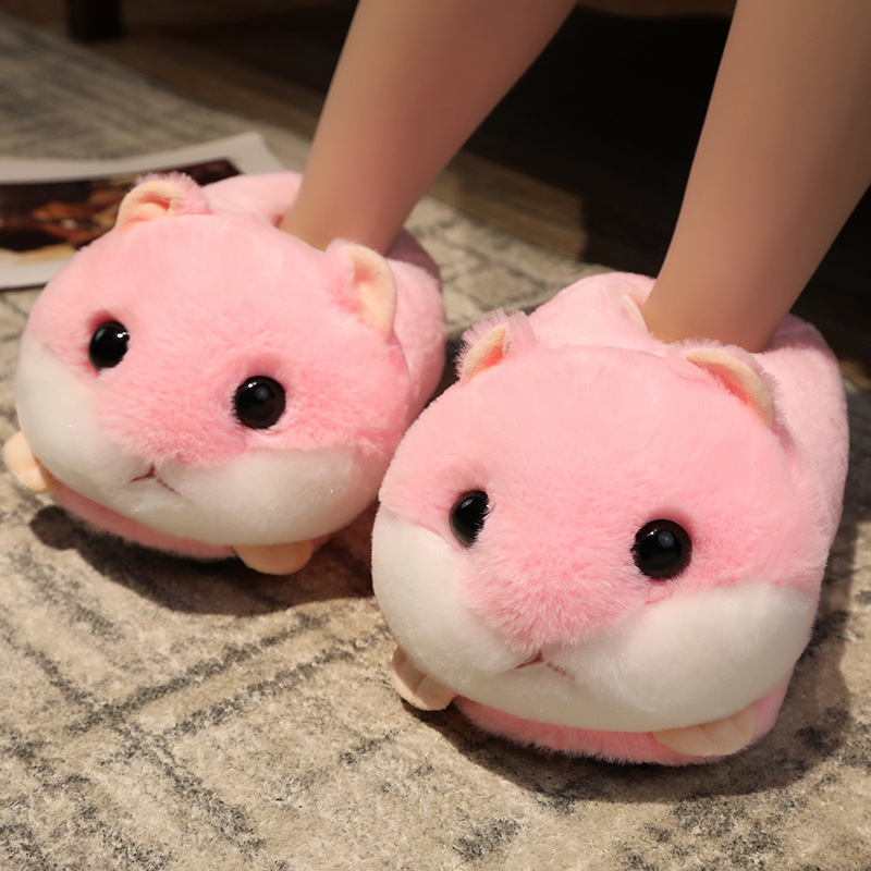 Sad Hamster Plush Slippers Home Soft Warm Furry Slides Women Cozy Indoor Floor Shoes image 3