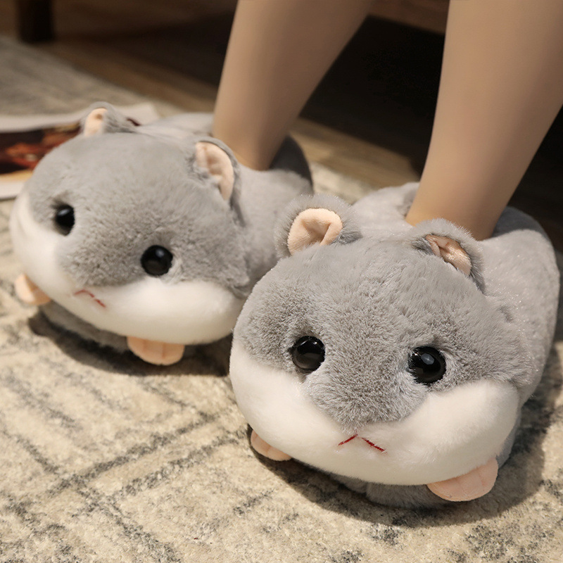 Sad Hamster Plush Slippers Home Soft Warm Furry Slides Women Cozy Indoor Floor Shoes image 4