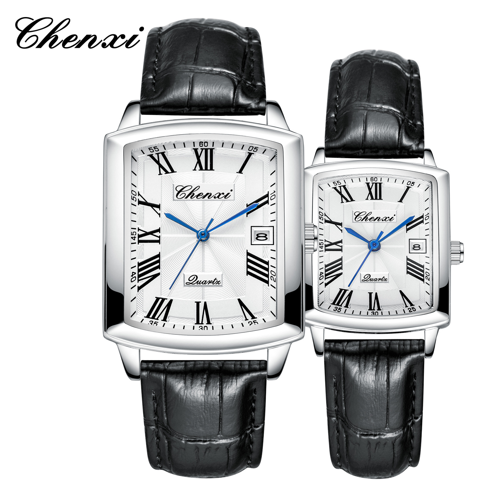Casual Couple Watch, Morning Light Brand, Calendar Quartz Watch, Simple Square Design for Men and