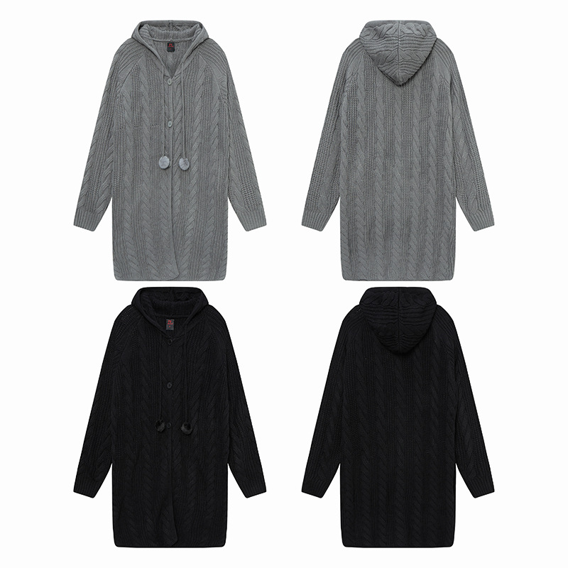 pull tricot câble à pompons pour femme