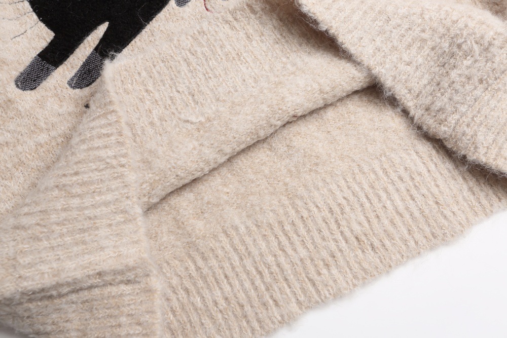 Pull manches longues-bleu-vue de face-beige vue chaton-2