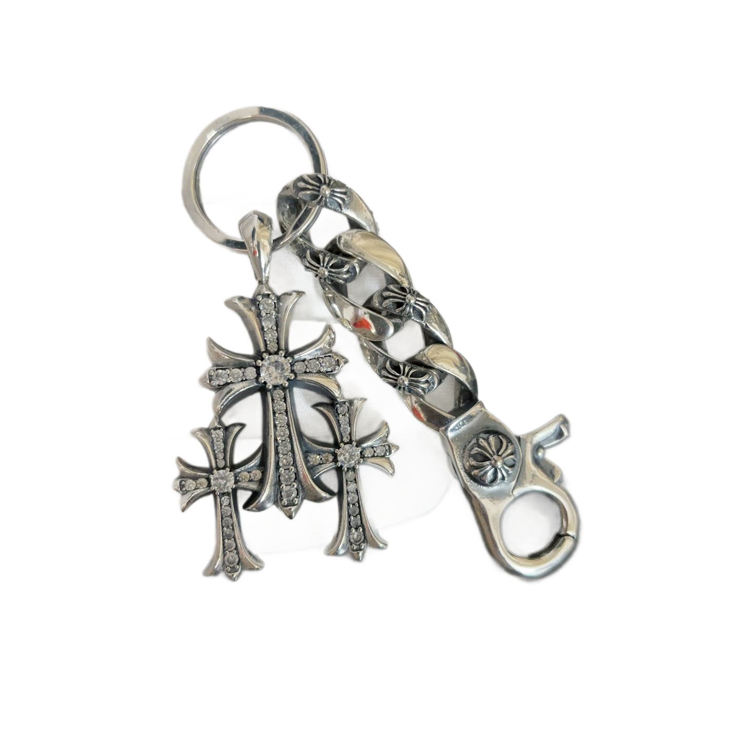 Vintage Thai Silver Three-in-One Cross Pendant Accessory, Trendy Hip-Hop Punk Style Personalized
