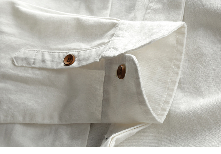 Casual Men's Linen Shirt Gentleman Style Stand Collar Cotton Linen Blouse 4D47A3E3C13E7EB1E3C2A93ABAA5207A