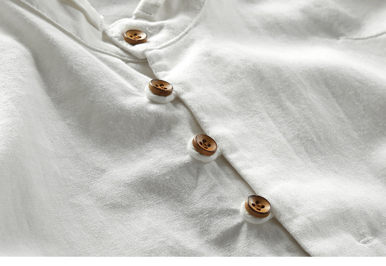 Casual Men's Linen Shirt Gentleman Style Stand Collar Cotton Linen Blouse 50D37DF25B72FB8301F3B51F2927B2C6