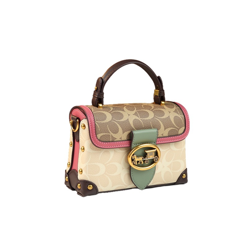 Leather Small Square Bag for Women, Fashionable Magenta Color, Handheld Mini Bag, Elegant and