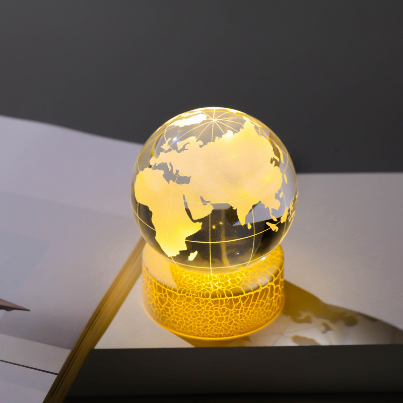 Creative 3D Internal Carving Night Light Basketball Crystal 
