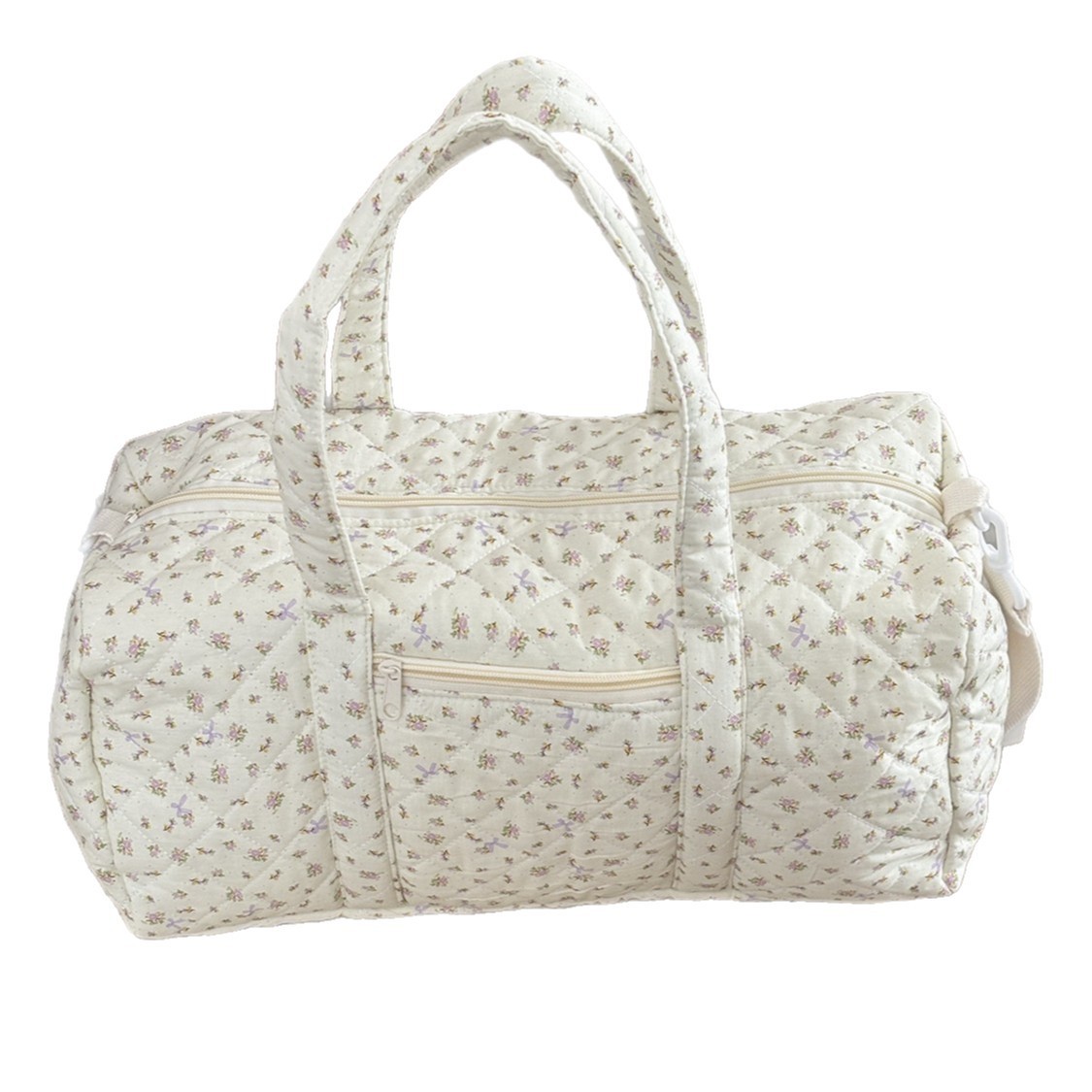 Travel Bag with Small Floral Quilted Design, Korean Style INS Large Capacity Lightweight Carry-On