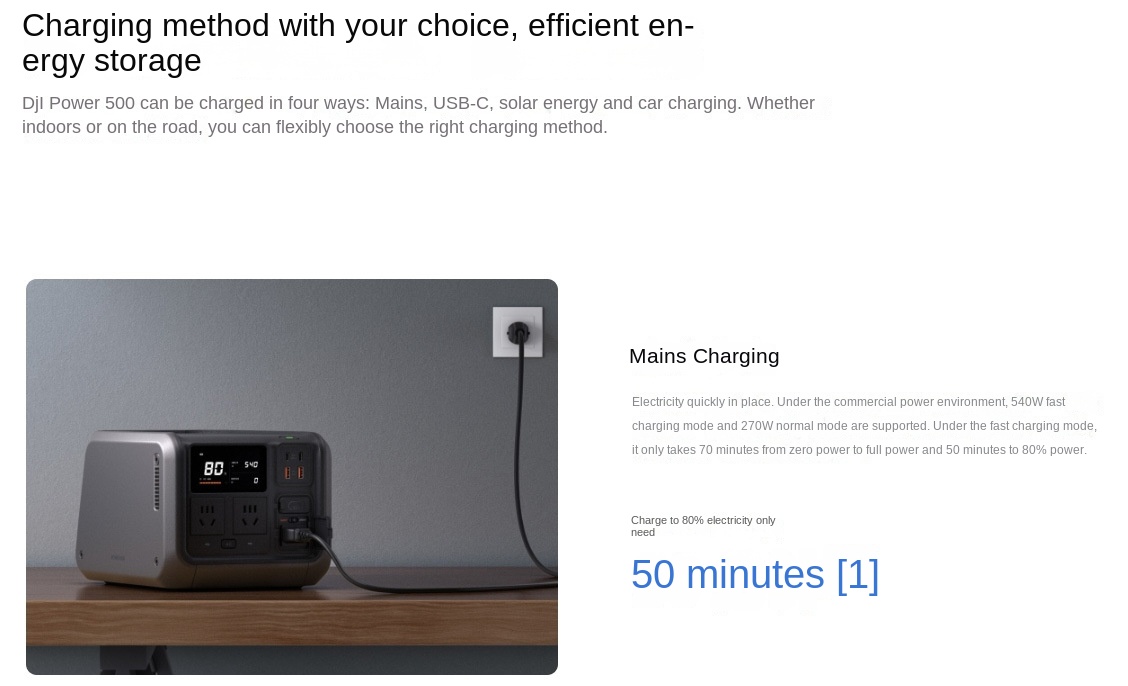 DJI Power 500 Outdoor Power Station 1000W Portable Mobile Energy Storage Solar Charging Quiet Operation