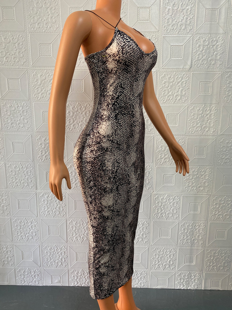 Robe dos nu imprimé animalier