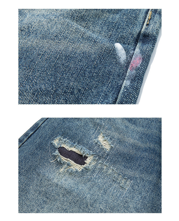 Washed jeans zipper fly mid-rise waist detail