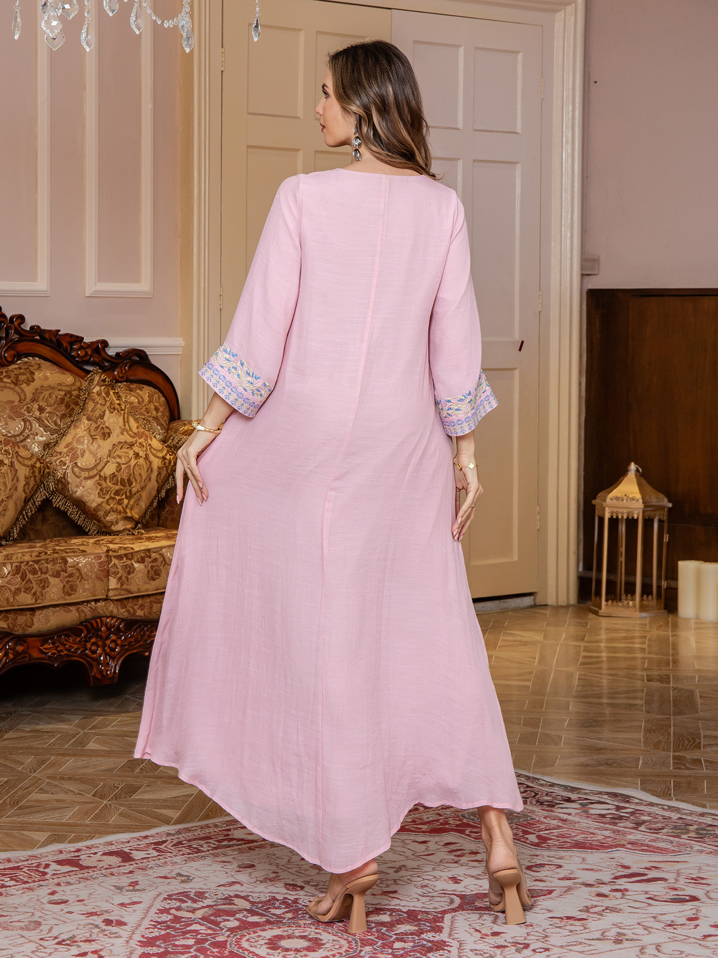 Embroidered Beaded Modest Maxi Dress for Women image 4