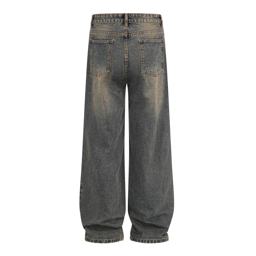 Washed jeans pocket detail close-up cotton denim