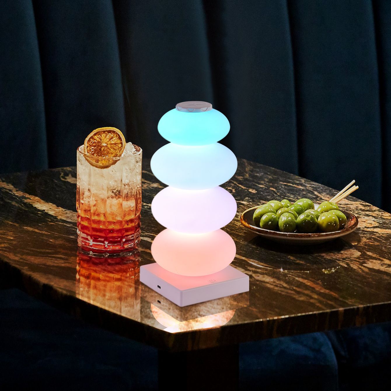 Creative DIY Colorful Romantic Mood Desk Lamp, Bedside Night Light with Wireless Phone Charging