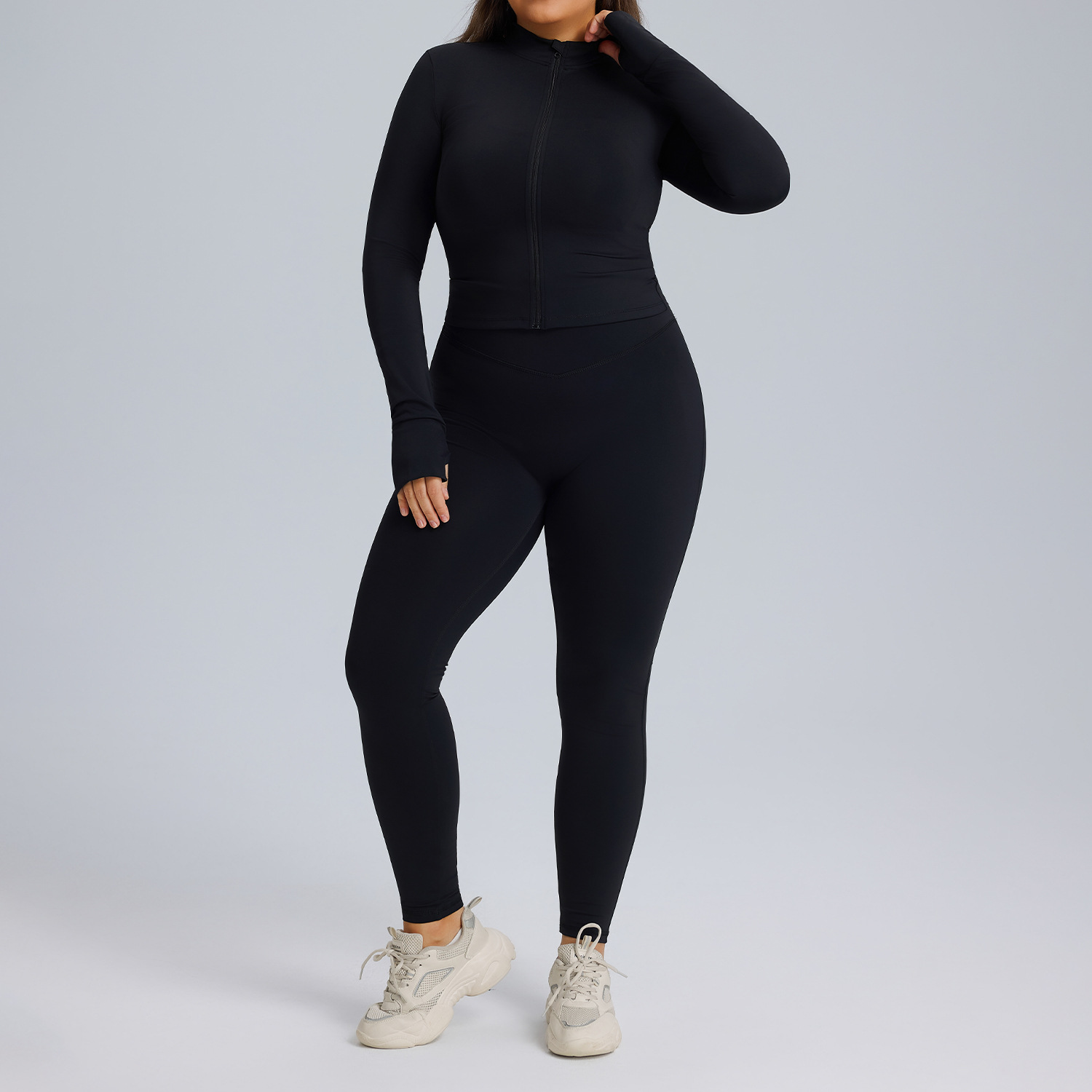Long sleeved yoga suit set women's sportswear three piece set 8