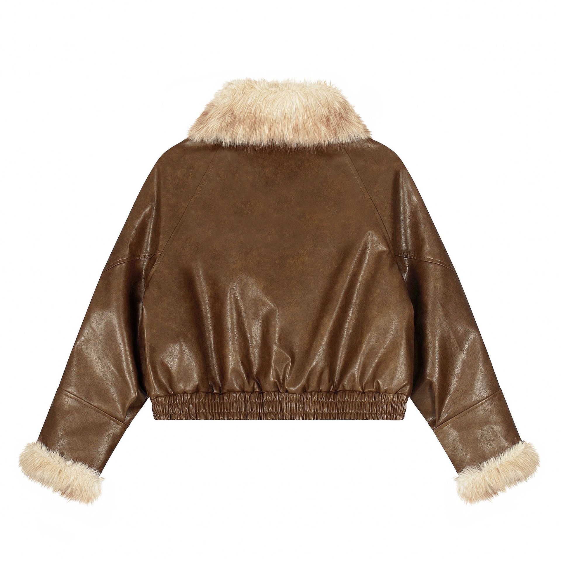 Teddy-Trim Cropped Jacket